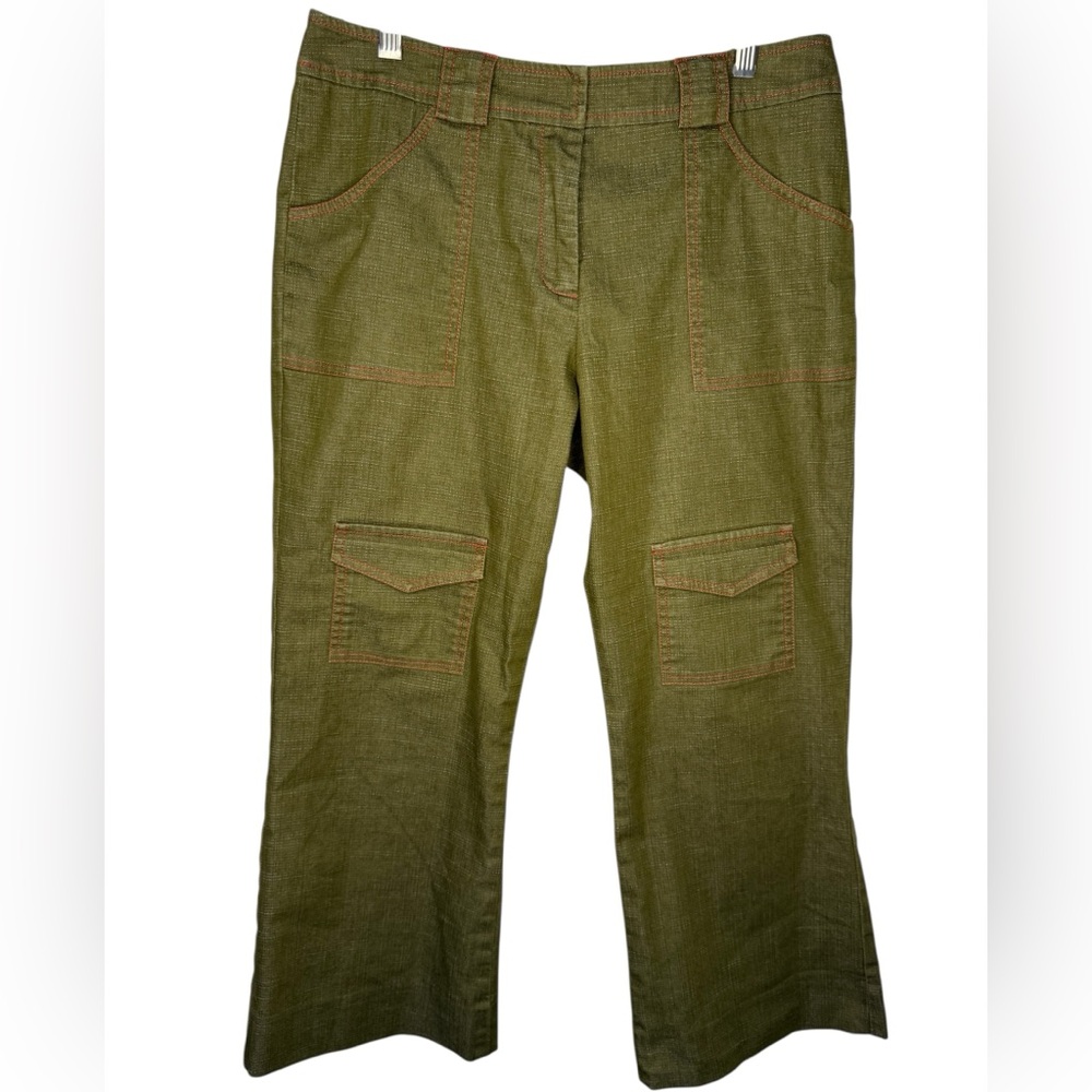 Ivy Jane Olive Green Cargo Crop Pants Size 10 — Style 213600